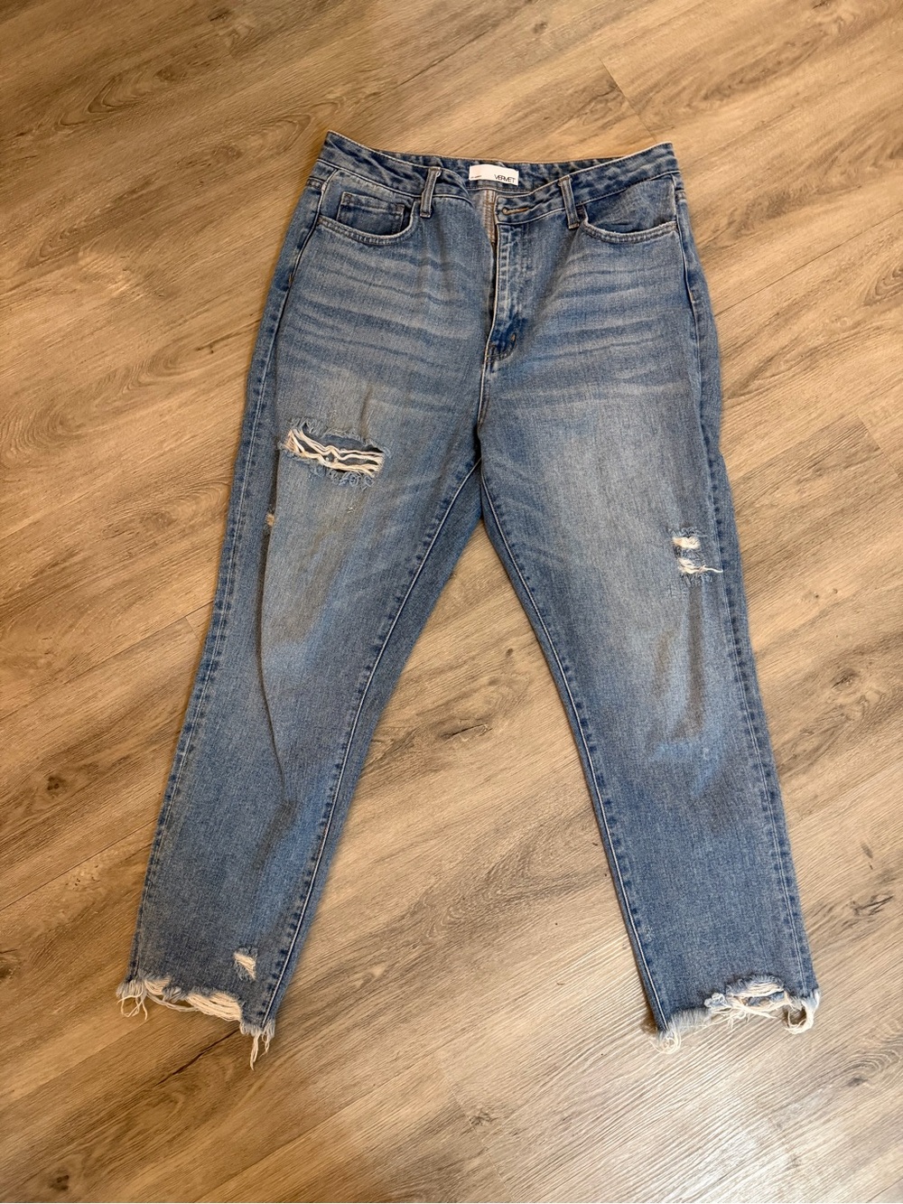 VERVET BY FLYING MONKEY Light Blue Distressed Boyfriend Jeans